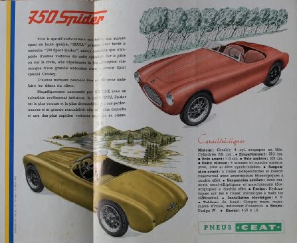 Siata Grand Sport Spider Modelprogram 1951 Carbrochure (7742)